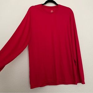 Hanes Set of 2 Sport Men's Cool DRI Performance Long-Sleeve T-Shirts Red NWOT